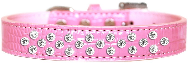 Sprinkles Clear Jewel Croc Dog Collar Light Pink Size 14